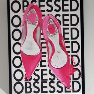 Pink Stilettos Obsessed Wood Wall Decor